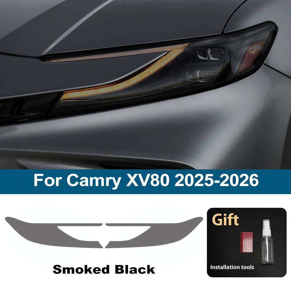 Car Headlight Protective Film For Toyota Camry XV80 XV70 2018-2026 Smoke Black Pre Cut Anti-Scratch High-Gloss Vinyl Wrap Film