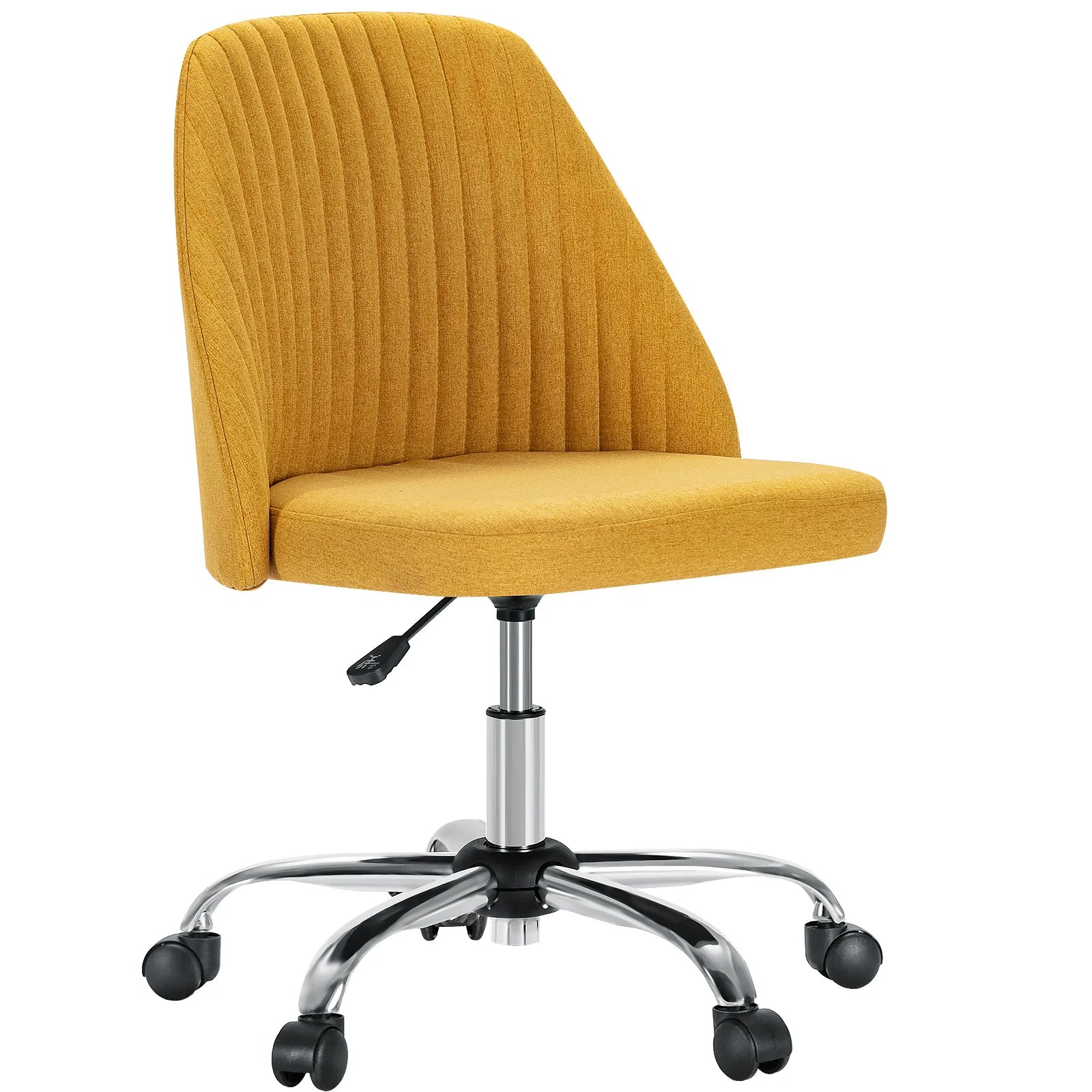 Armless Adjustable Swivel Desk Chair with Wheels and Back Support