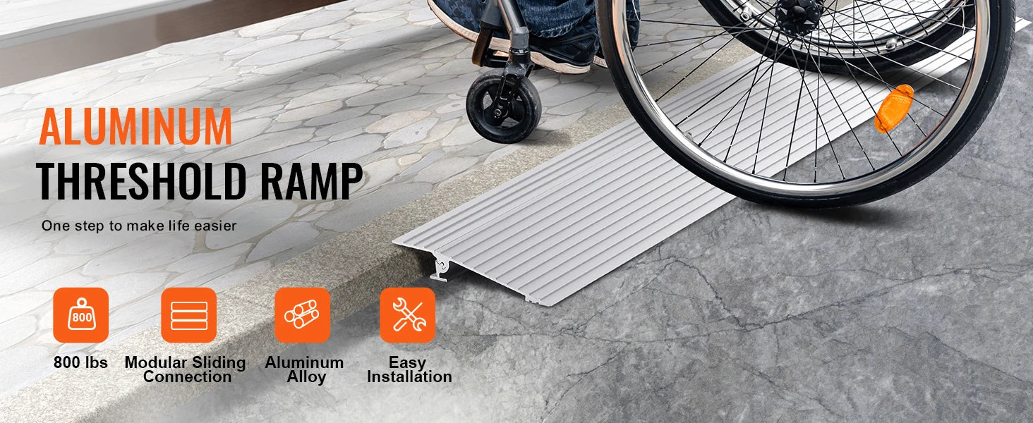 Adjustable Aluminum Door Threshold Ramp 800 lbs for Wheelchairs