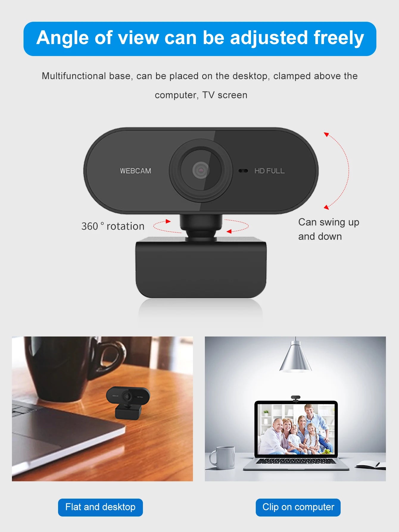 1080P USB Webcam with Autofocus for Calls and Live Streaming
