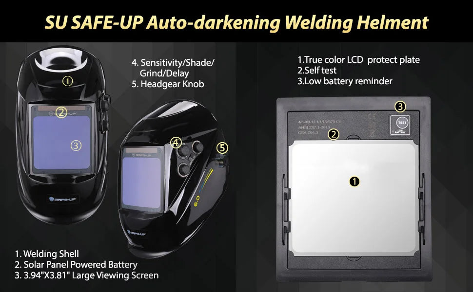 Auto-Darkening Welding Helmet 1/1/1/1 True Color 4 Sensors