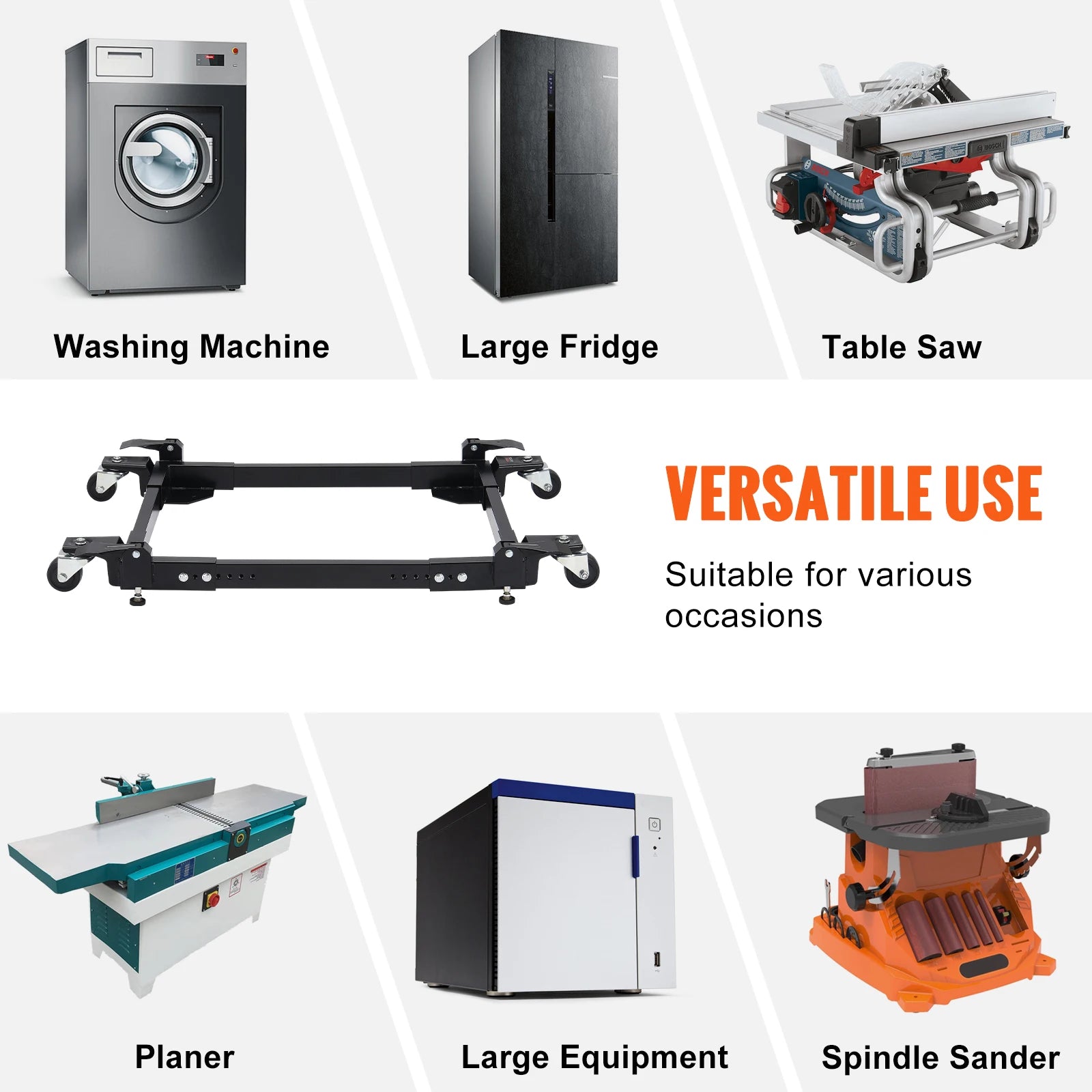 SucceBuy 1500Lbs Washing Machine Stand Movable Refrigerator Mobile Roller Base with Wheels Adjustable Bracket for Home Appliance