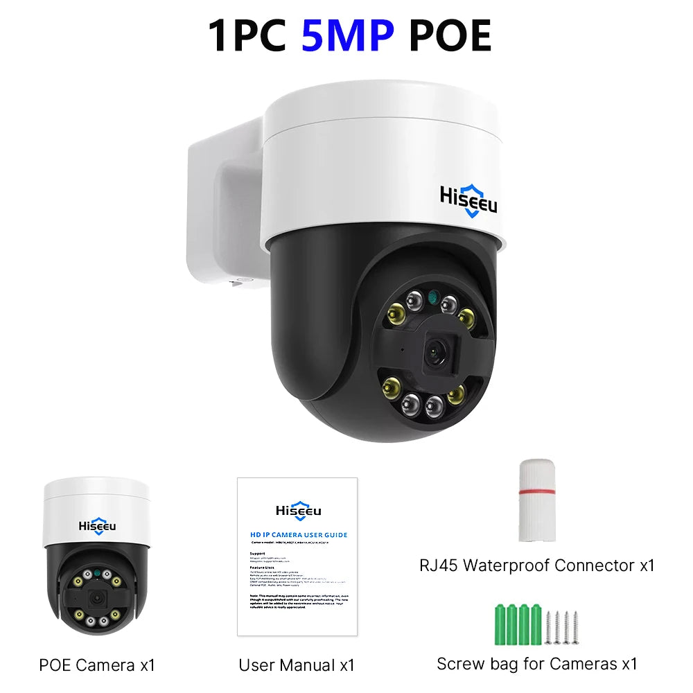 4K 8MP PoE PTZ IP Camera with Full Color Night Vision and Two-Way Audio