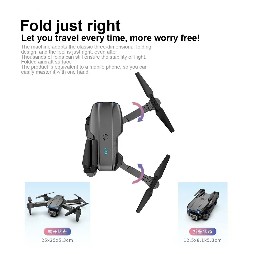 New E99 RC Drone 4K Professional Wide Angle Dual HD Camera 5G WIFI FPV Foldable Height Hold RC Helicopter