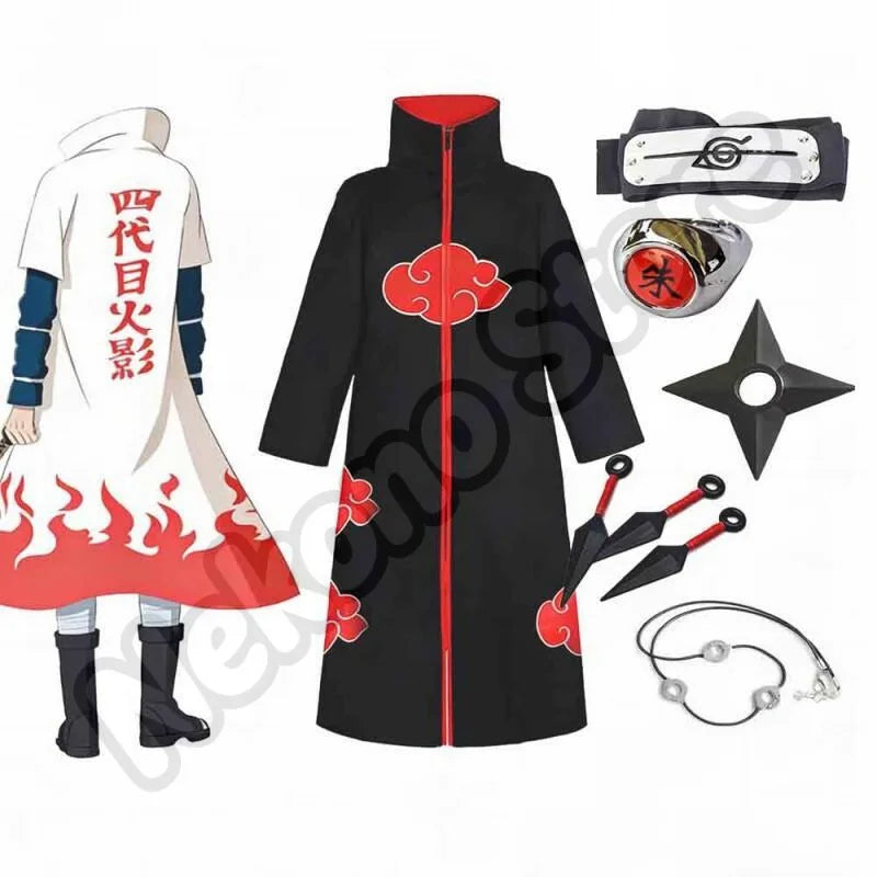 Ensemble de costume de cosplay Akatsuki avec cape inspirée des animés