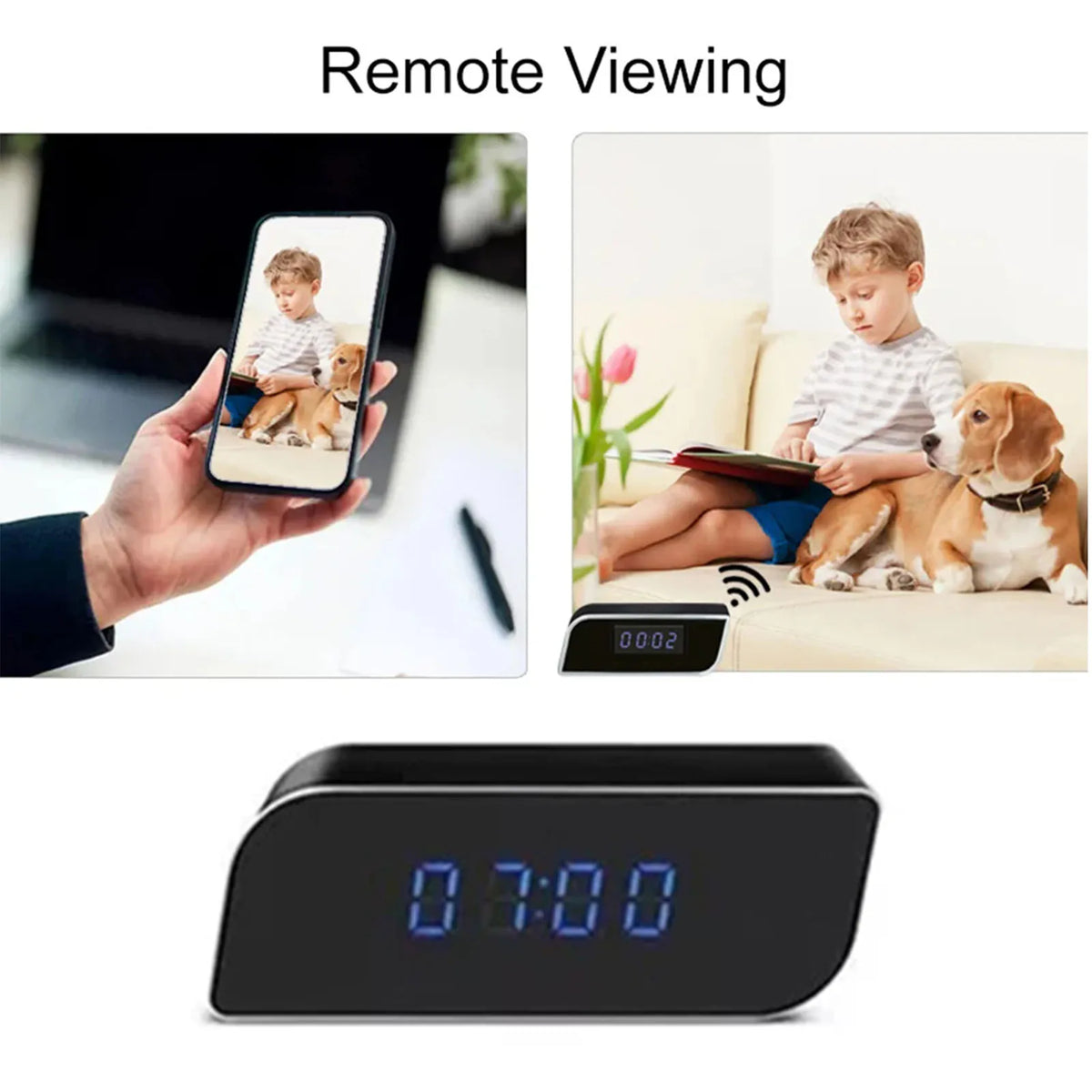 FHD Clock Camera FHD WiFi Camera Clock Indoor Wireless Security Camera with LED Time Display Motion Detection WiFi Camera Clock