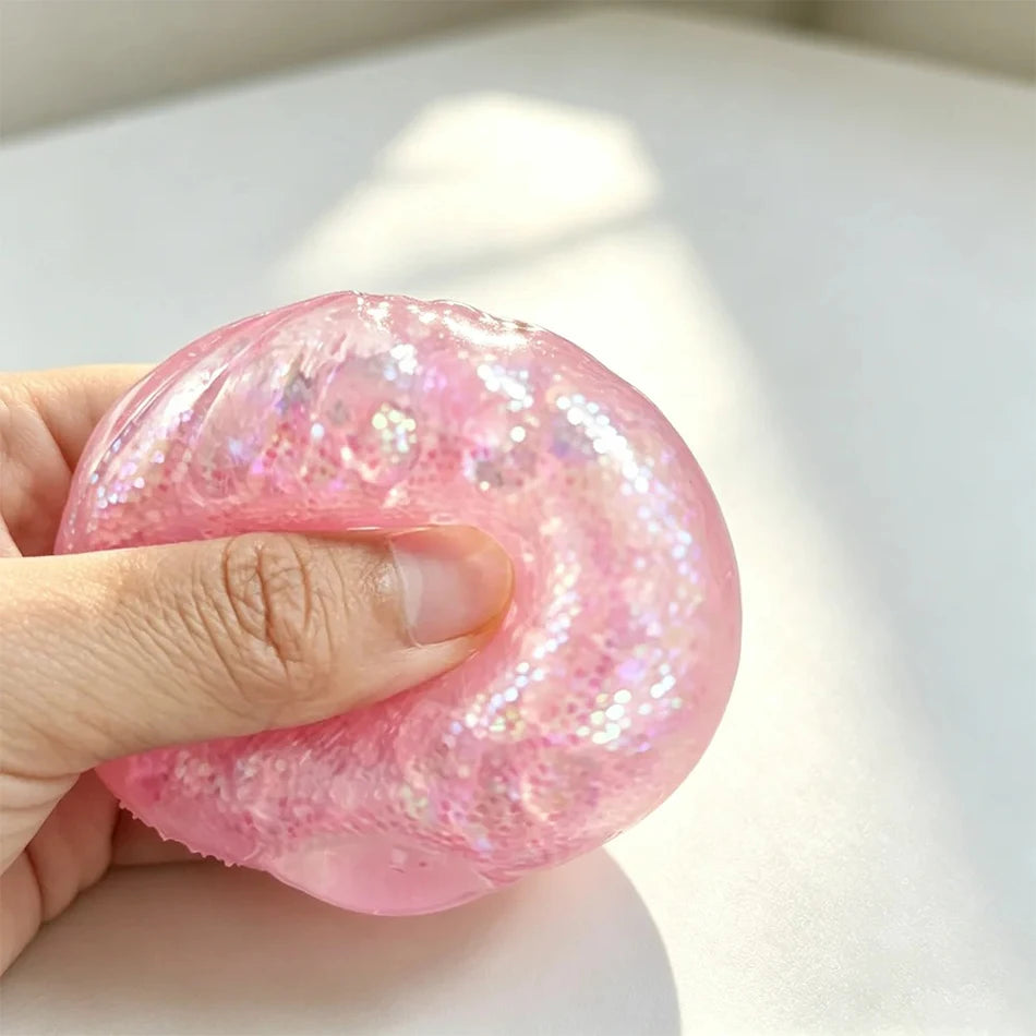 Glitter Dumpling Squishy Stress Relief TPR Dough Ball, 5-5.5cm