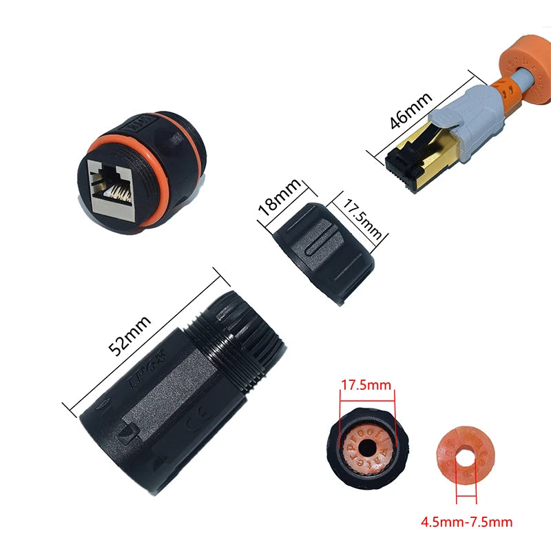 Sealed RJ45 Ethernet Coupler - Cat6/6A/7 Options