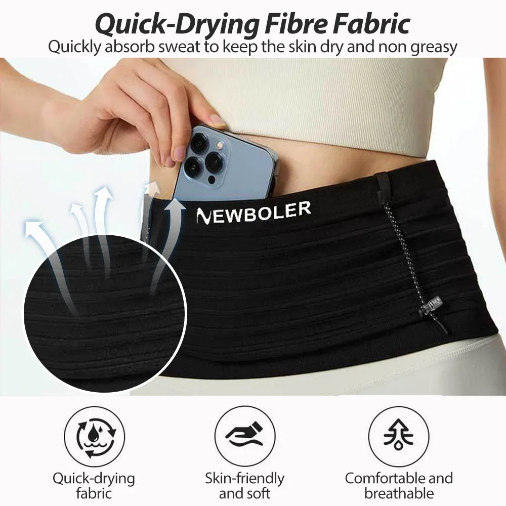 NEWBOLER Elastic Sports Waist Bag Pack Running Race Number Belt Triathlon Marathon Race Cycling Mountaineering Phone Waist Bag