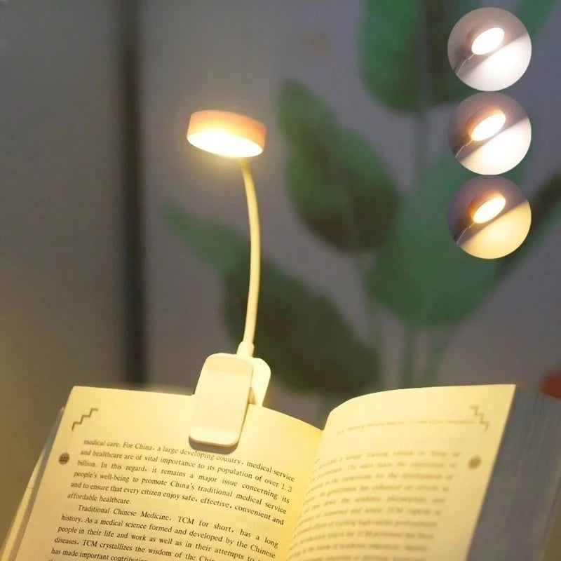 مصباح قراءة LED يُثبت بمشبك ويعمل بالبطارية