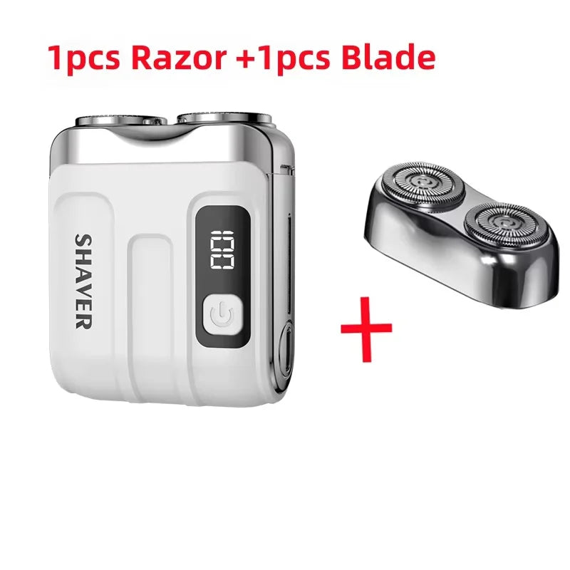 Mini Electric Shaver with Dual Blades & Digital Display
