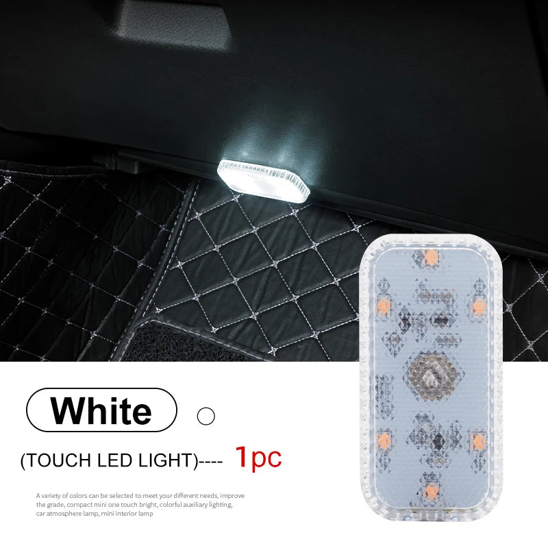 LED Touch Light Mini Wireless Car Interior Lighting Auto Roof Ceiling Reading Lamp for Trunk Storage Box USB Charging