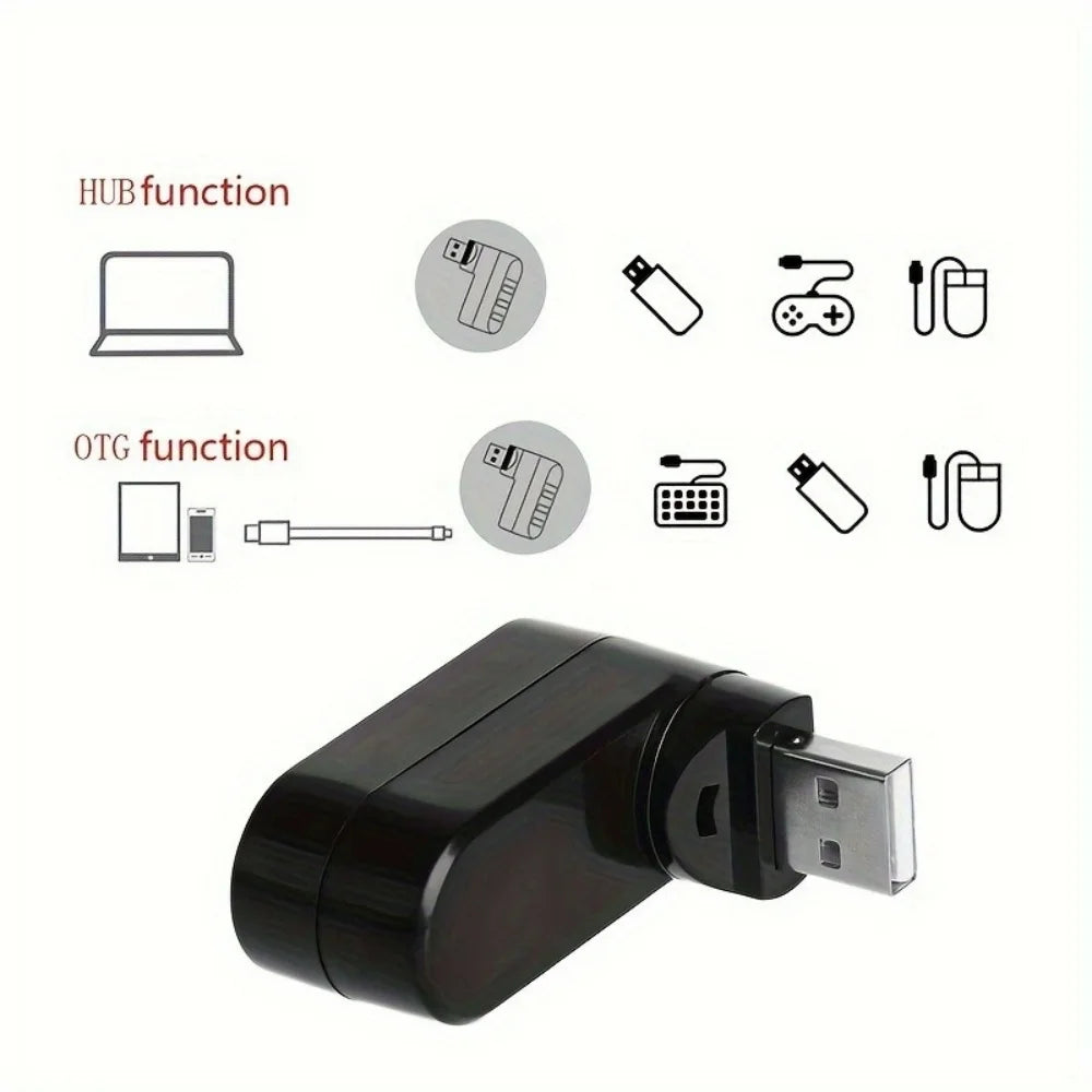 Drehbarer USB-2.0-Hub mit drei Anschlüssen