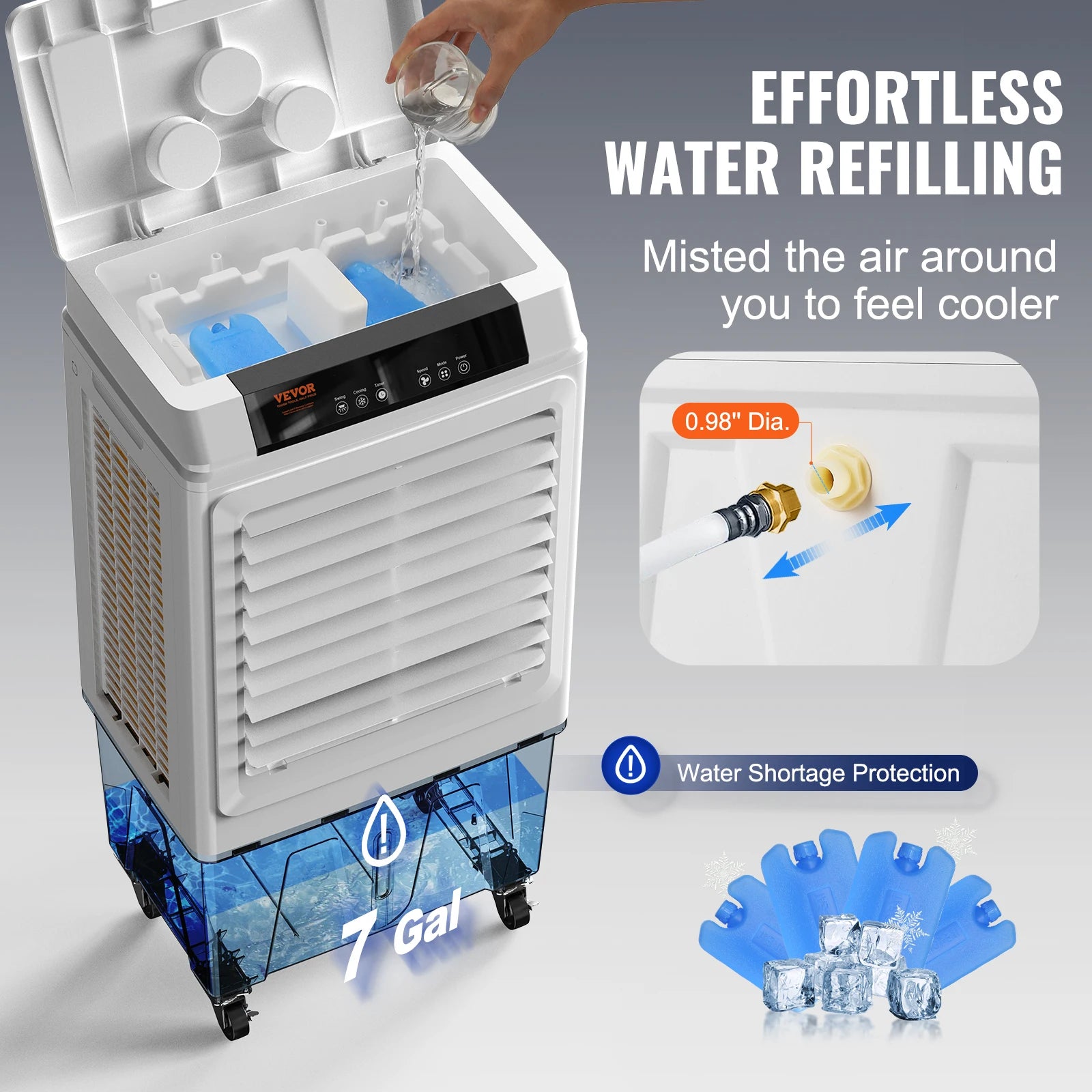 Evaporative Air Cooler with Oscillation, 3 Speeds & 12H Timer