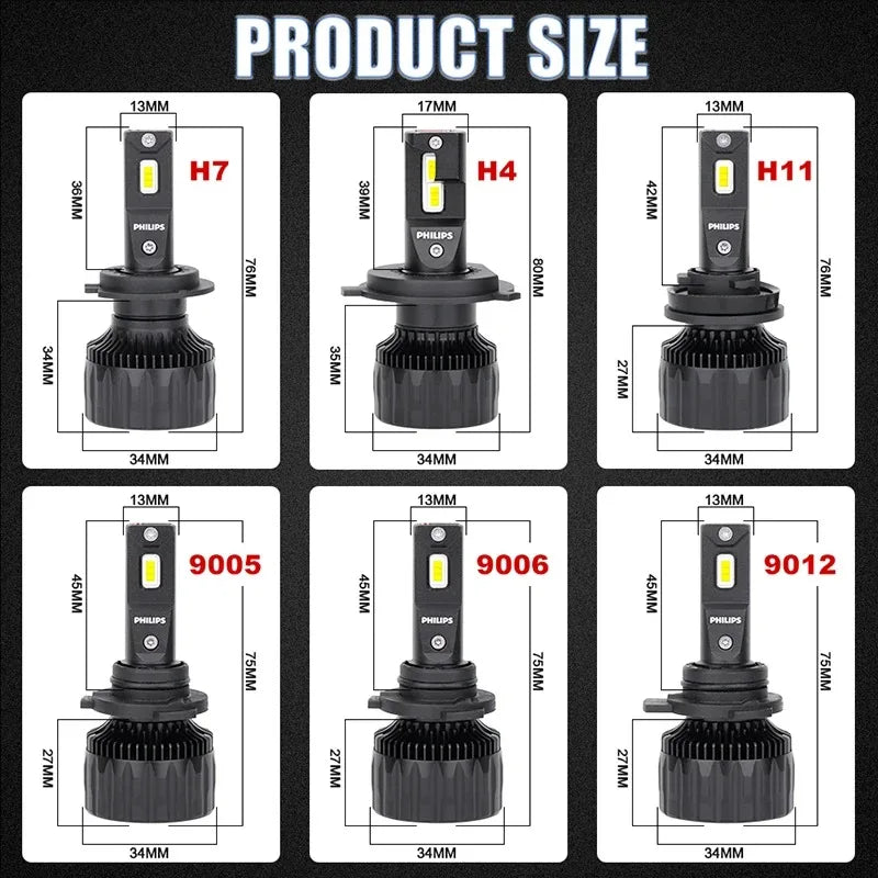 Philips Ultinon Rally 3551 LED H4 H7 H11 HB3/4 9006 9005 HIR2 Car Headlight 6500K White Max Power 50W Max Lumen 4500lm LED Bulb