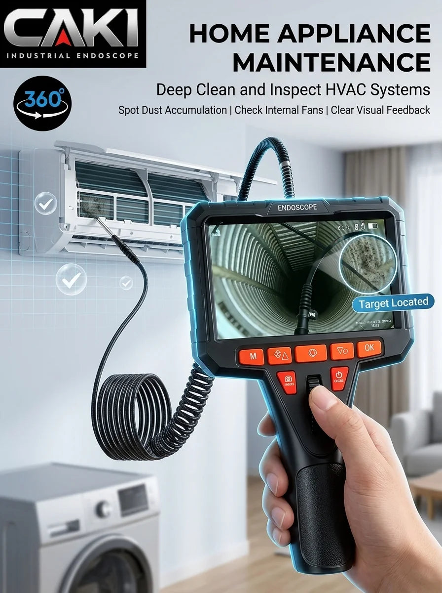Industrial Endoscope 360° Two-Way Articulating Borescope with 4.5" IPS Screen