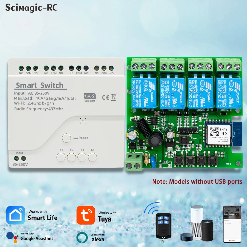 Tuya Four-Channel Wi-Fi Relay Module
