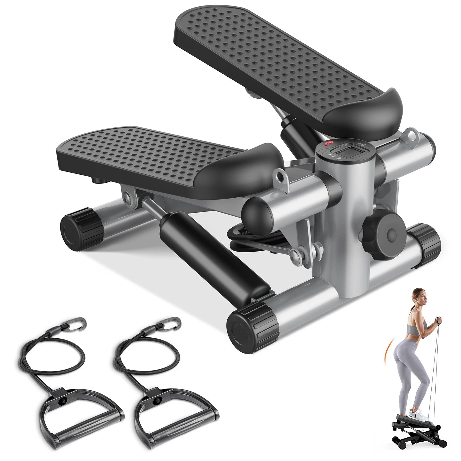 Mini Stepper med motståndsband och LCD-skärm, kapacitet 300 lbs