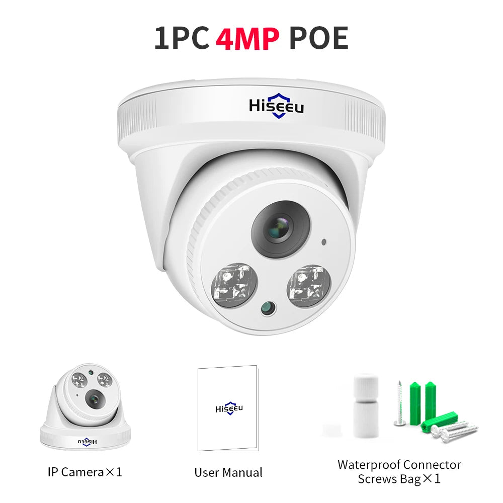 5MP PoE IP Dome Sicherheitskamera mit Bewegungserkennung, Innen/Außen