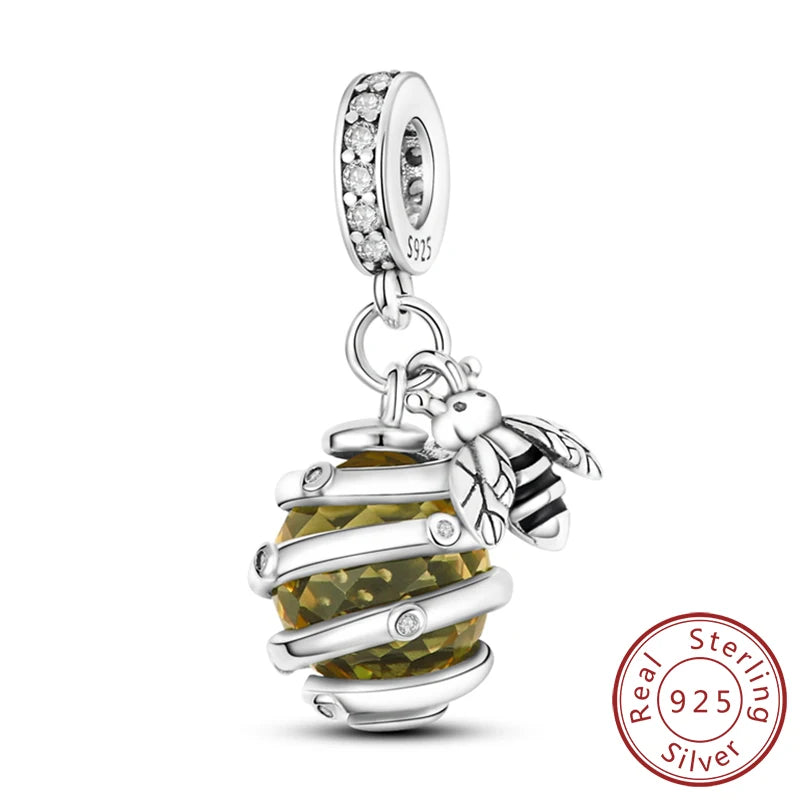 Original 925 Sterling Silver Charm Beads Glowing Luminous Firefly Butterfly Pendant for Bracelet Charm Jewelry