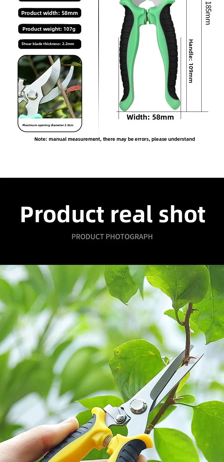 190mm Straight Head Pruning Shears Non-slip HandleStainless Steel Outils Manuels Household Bonsai Garden Scissors Pruing Shear