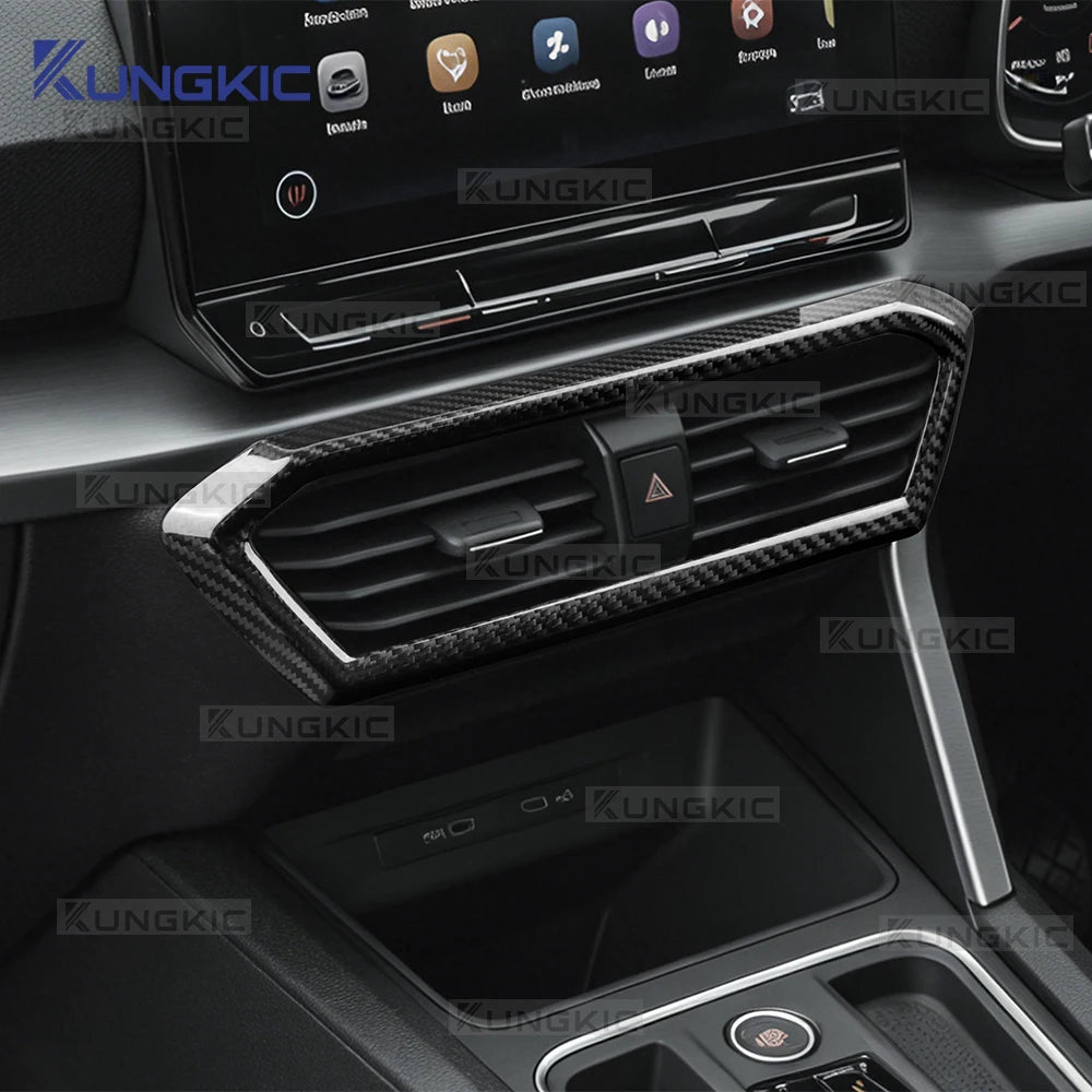 Real Hard Carbon Fiber Center Console Air Outlet Trim for Cupra Leon
