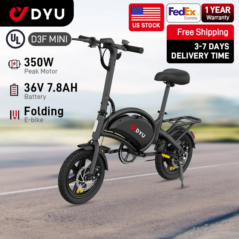 DYU D3F hopfällbar elcykel 20MPH 36V batteri kompakt elcykel