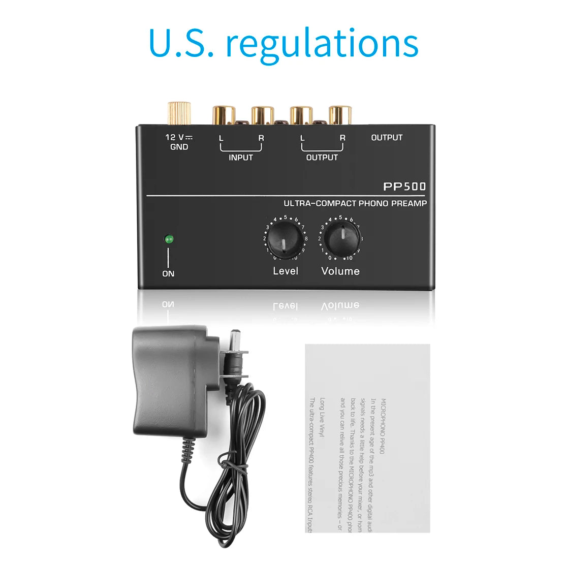 PP500 Phono Preamplifier with Level and Volume Controls