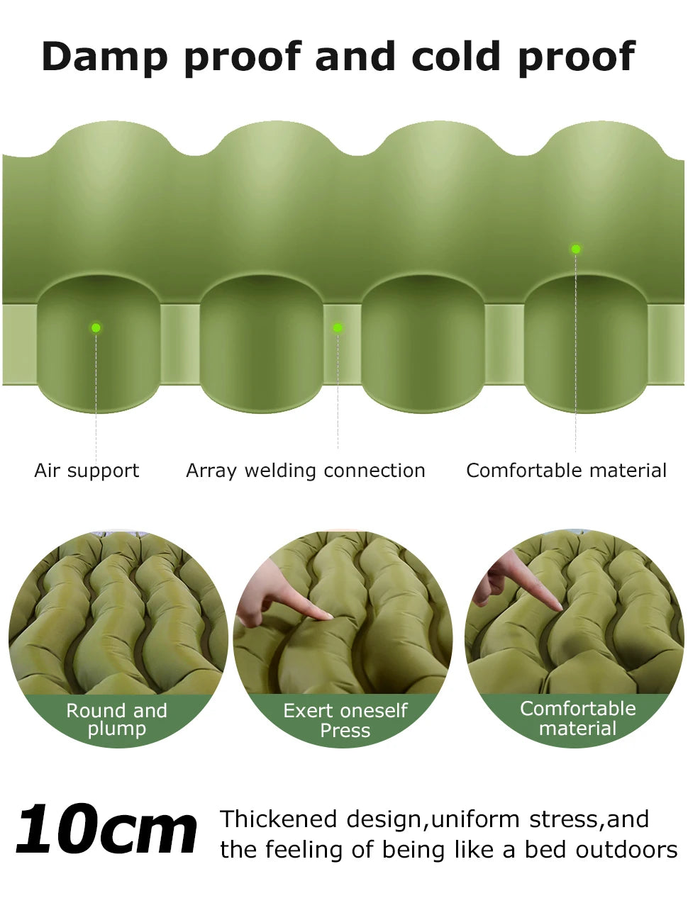 Inflatable Camping Mattress with Built-In Pillow and Pump