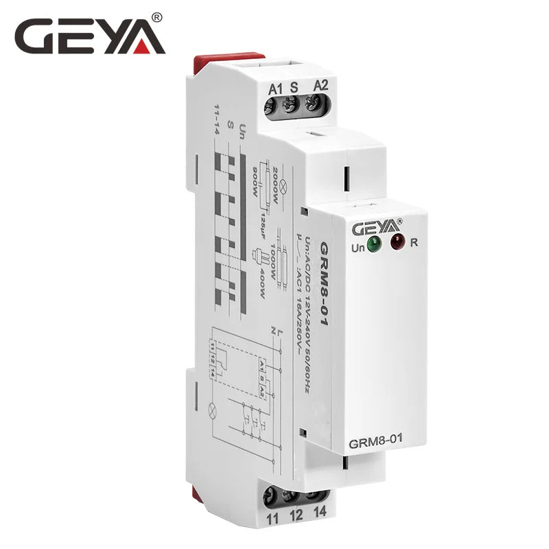 GRM8 DIN-Rail Latching Relay, Contact/Voltage Options