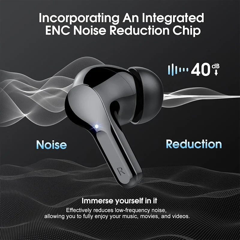 Auriculares Bluetooth com microfone e estojo de carregamento