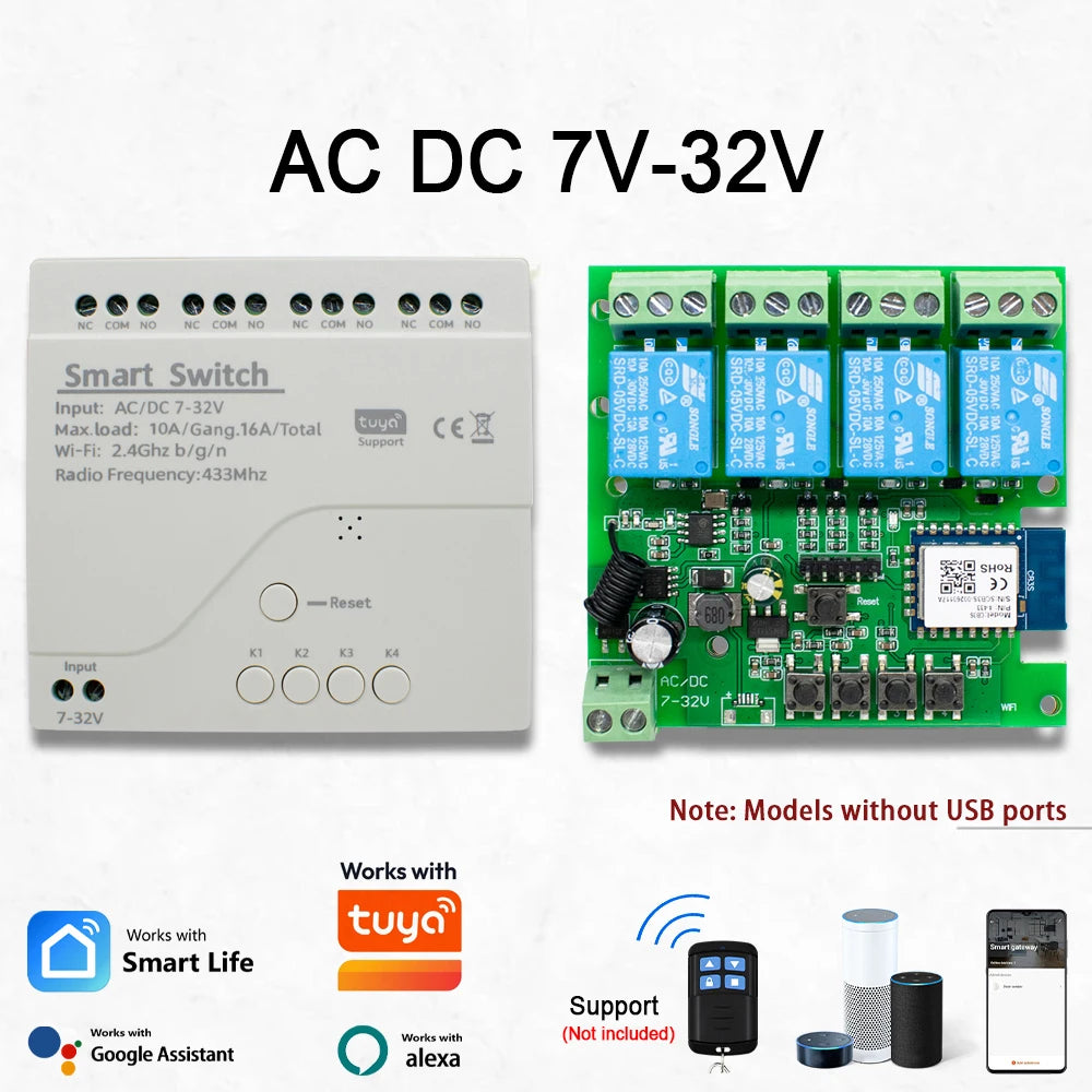 Four-Channel Wi-Fi Relay Module - Voltage Options