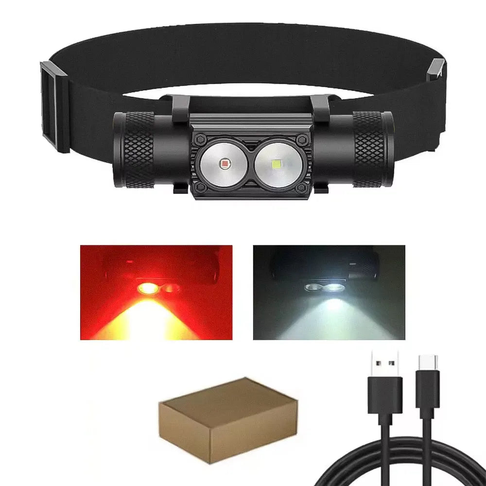LED Mini Headlamp White Red USB-C Rechargeable