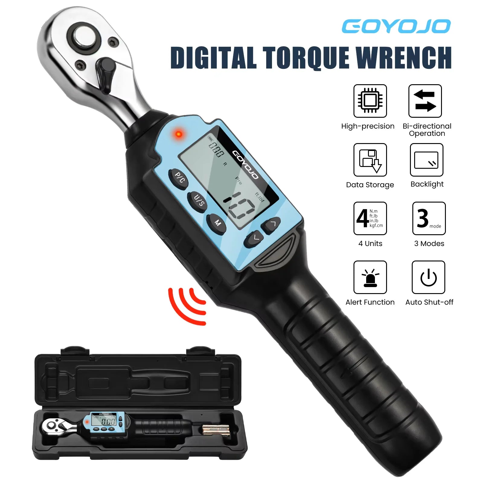 Digitaler Drehmomentschlüssel 3/8" 3/8-60Nm Hochpräzises bidirektionales Werkzeug
