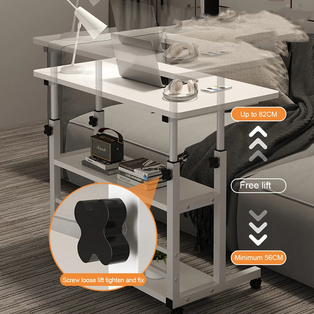Height Adjustable Wooden Bedside Desk for Home Office