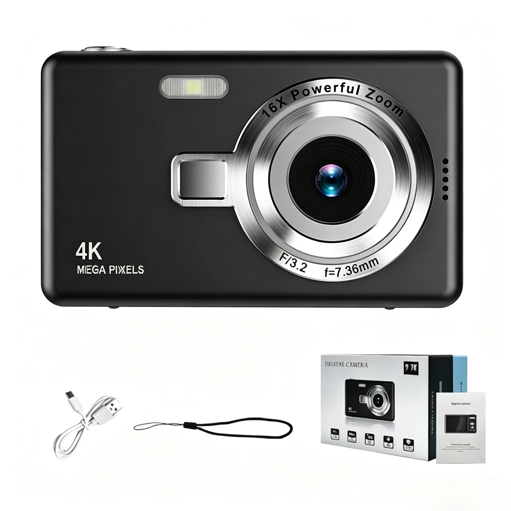 Kid CCD 1080P Digital Camera 96MP Autofocus Vlogging Camera 16X Zoom Video Camcorder 2.4 Inch IPS Screen for Adult Photography
