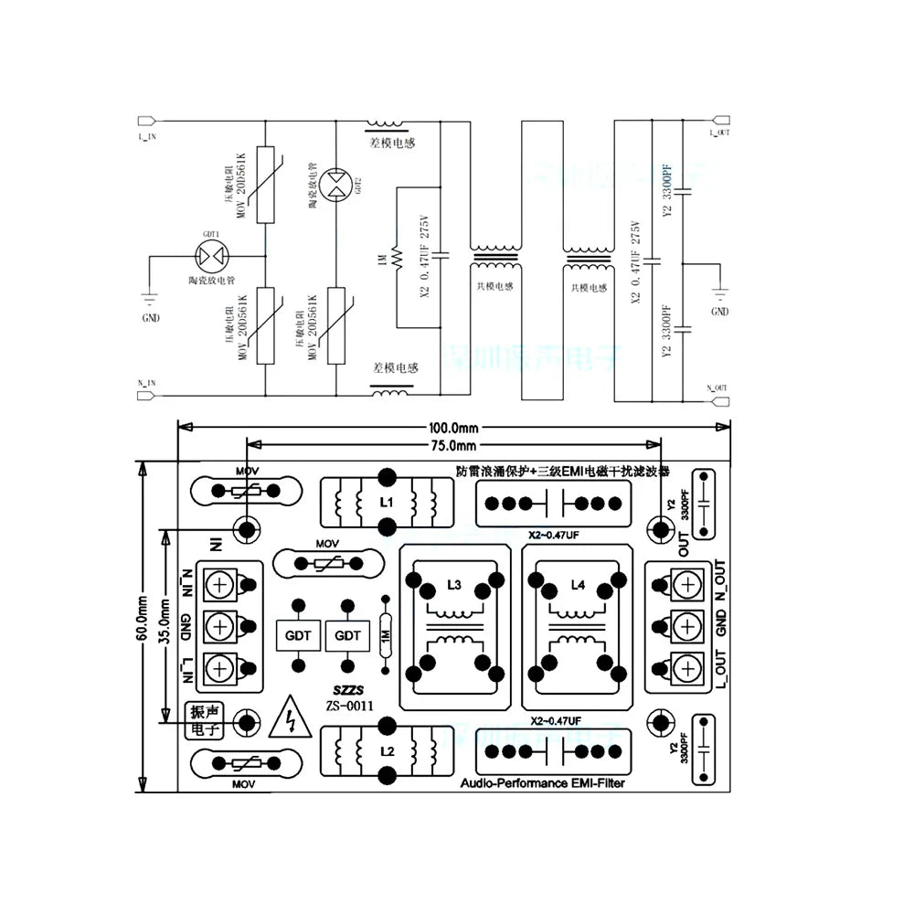 AC EMI-strømfiltermodul, alternativer på 15A eller 20A