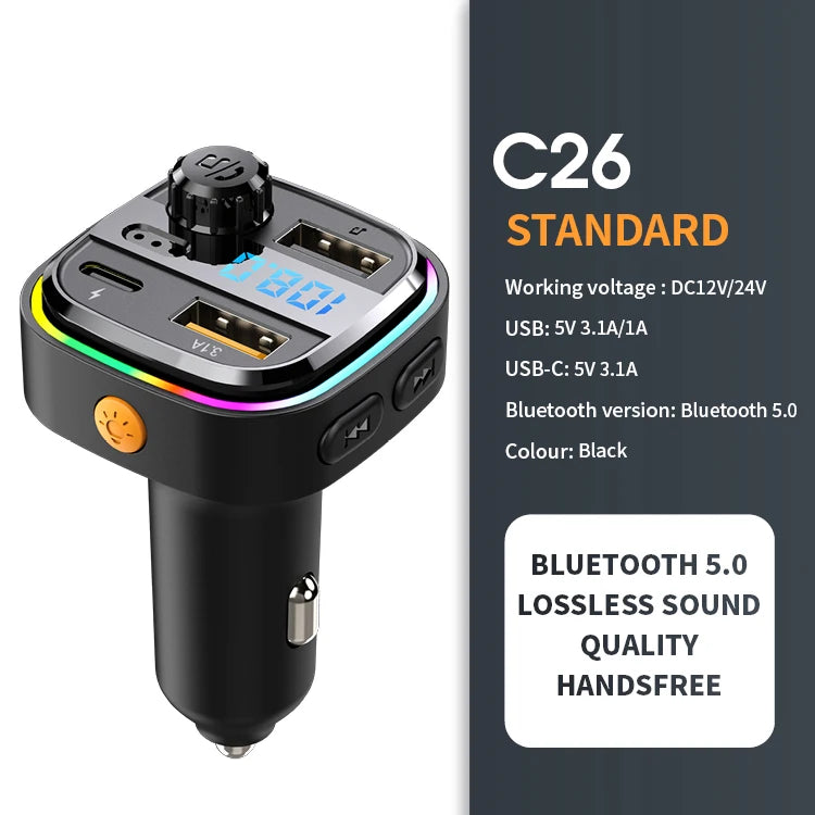 Bluetooth 5.0 FM vysielač Handsfree car radio modul MP3 prehrávač s 22.5W USB Superrýchlym nabíjaním adaptér do auta