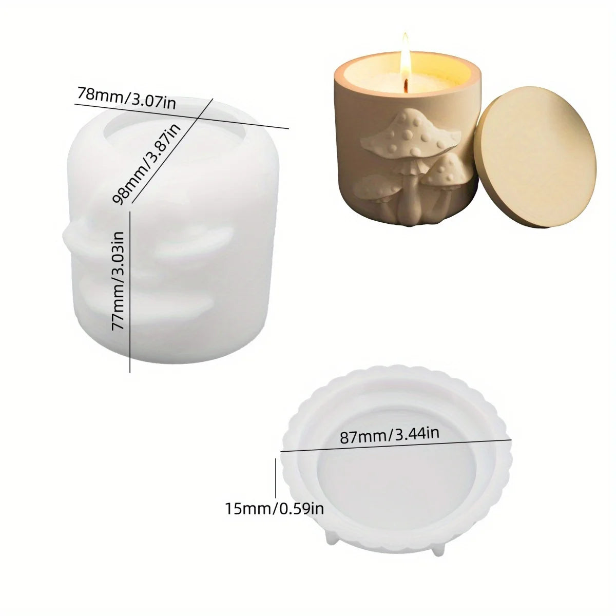Silicone Mushroom Jar and Lid Casting Mould