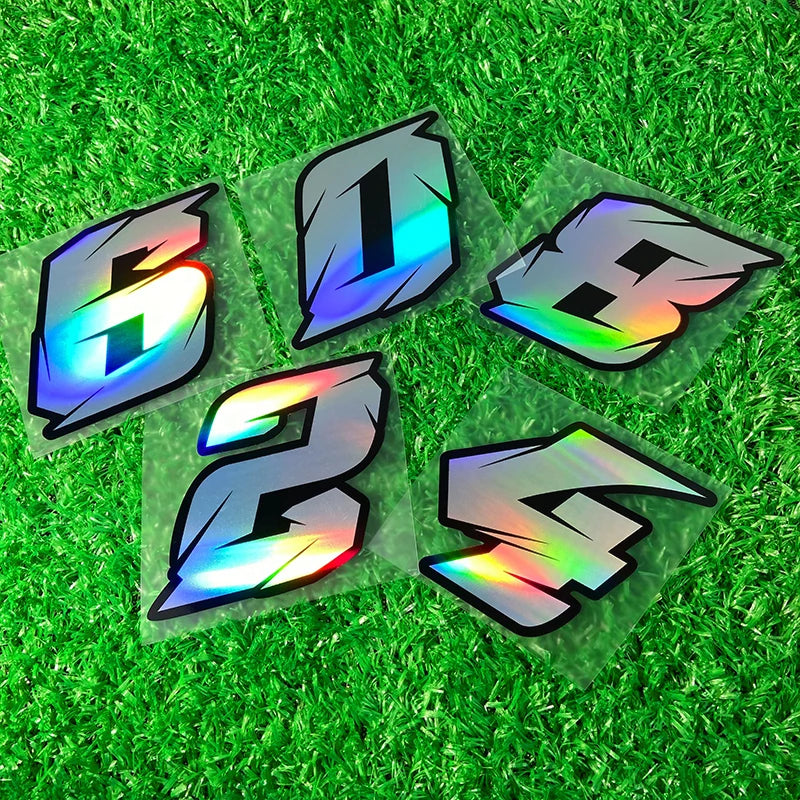 1PC Laser Number Motorcycle Stickers Waterproof Motorbike Fuel Tank Electric Scooter Bicycle Decoration Durable Vinyl Decals