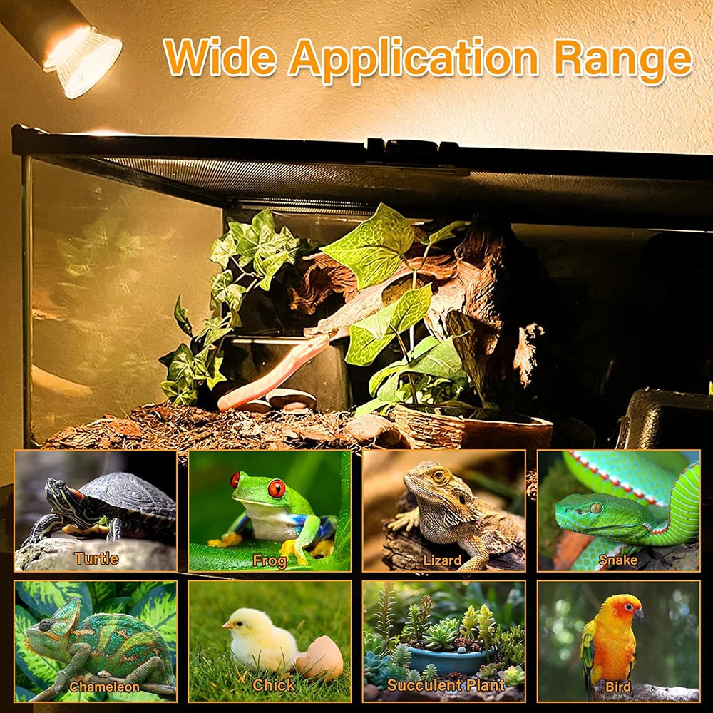 Adjustable E27 Reptile Basking Lamp, EU Plug
