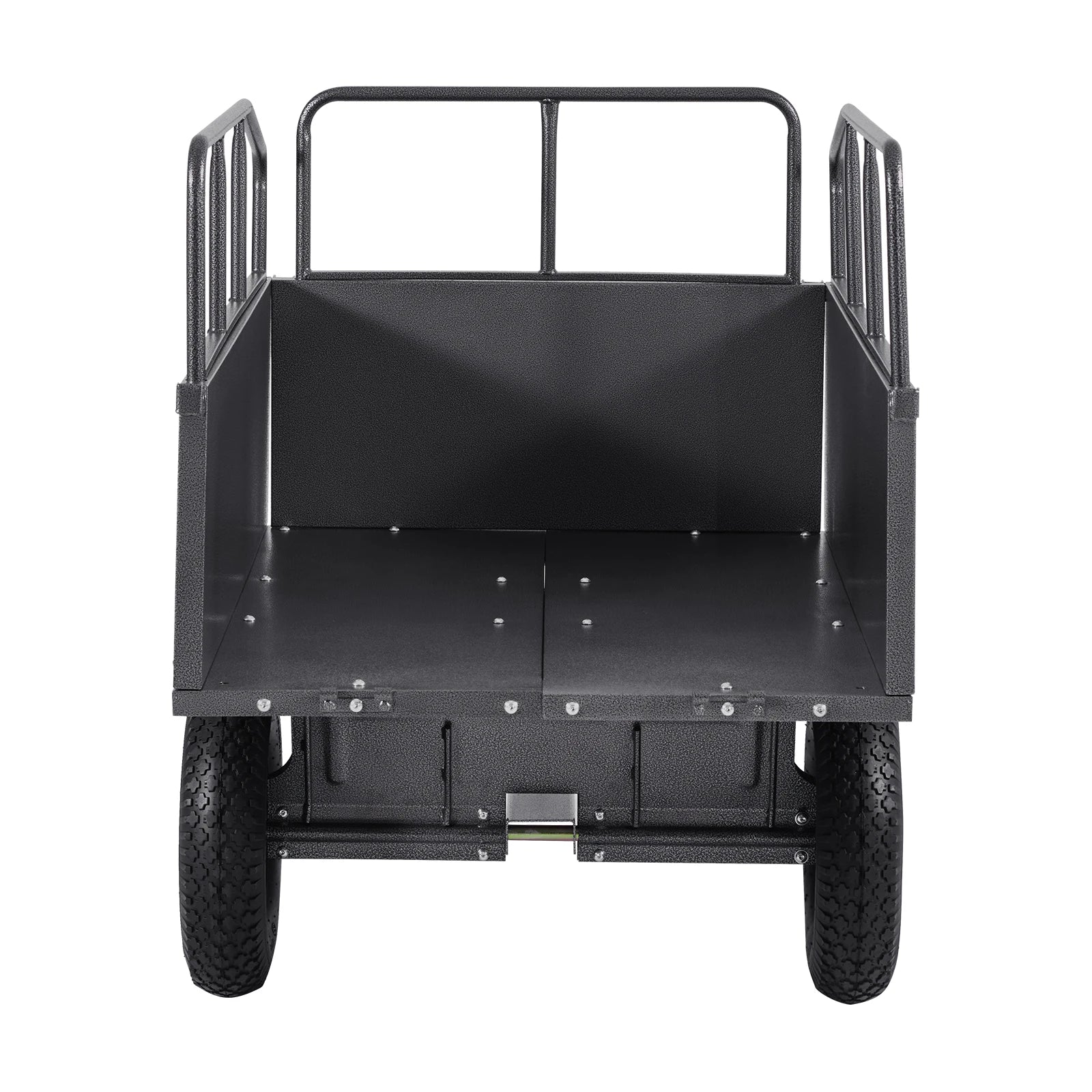Remorcă de utilizare pentru grădină SucceBuy, capacitate 17 cu ft și 600 lb, pentru ATV/UTV, hate spre în spate, basculabilă, cu cadru din oțel, pneumatică 16", pentru tăvălugul de tuns iarba.