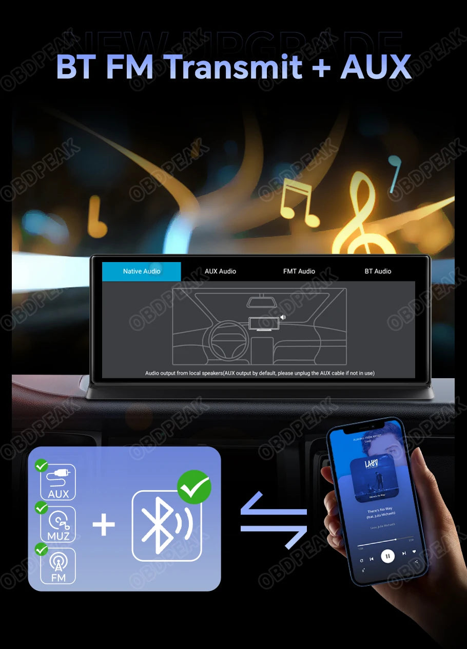 11.3" Android 14 Car Mirror Dash Cam with CarPlay, GPS & 1080P