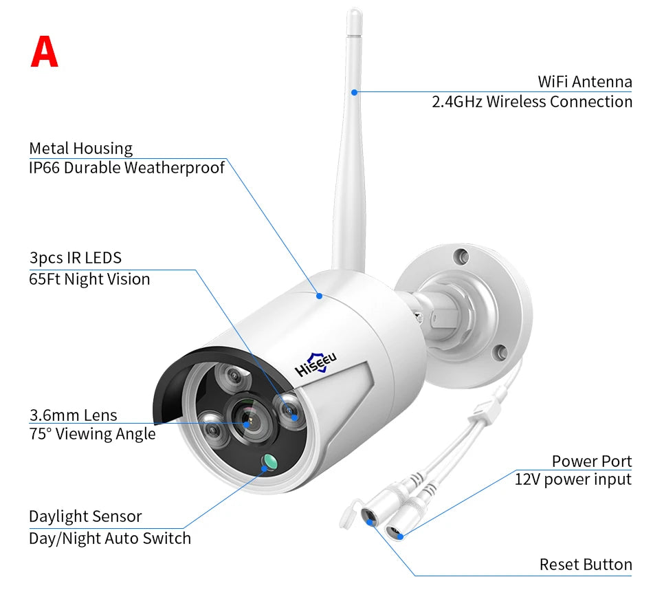 Wireless IP Security Camera 3MP Waterproof Bullet Camera