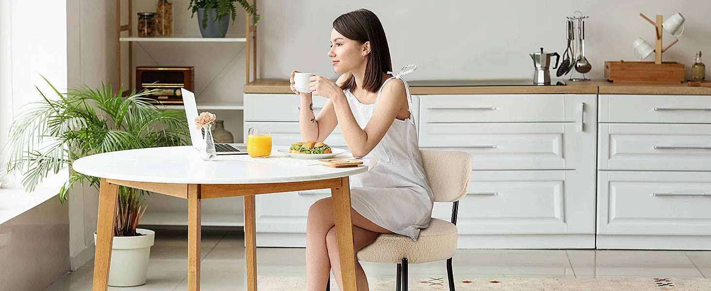 Ergonomic Round Dining Chairs Set of 2 with Cushioned Seat