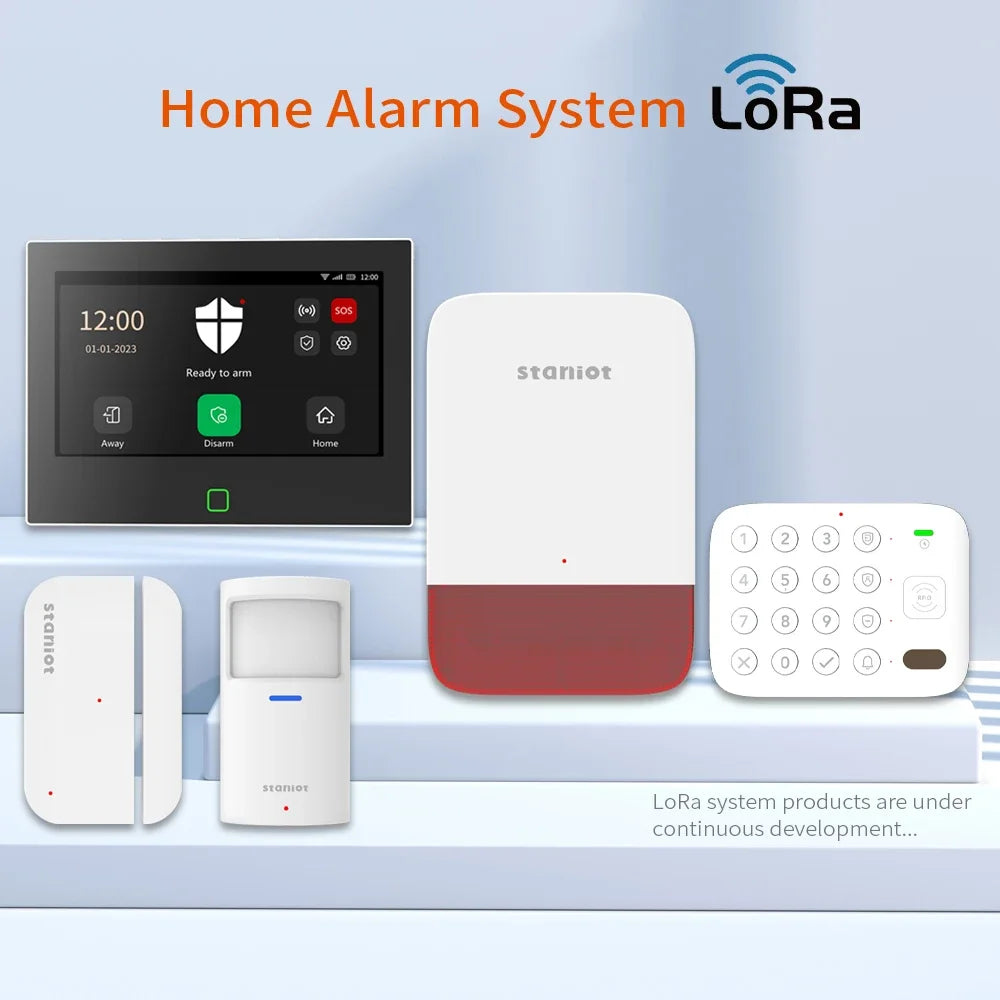 500m Transmission Distance 7 Inch GSM LoRa Staniot Version Security Alarm System Tuya WiFi 4G Smart Home Burglar Alarm Kit Home