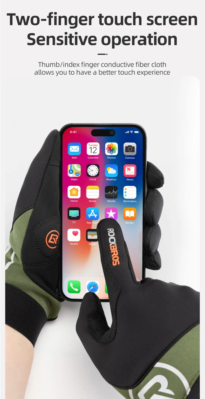 Full Finger Cycling Gloves Touchscreen Windproof Spring Autumn