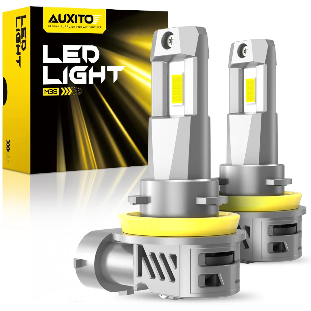 AUXITO 2Pcs H11 Turbo LED Canbus H8 HB3 9005 9006 HB4 Bulbs LED Sans Erreur Éclat Blanc 20000LM Ampoule de Phare Voiture M3S