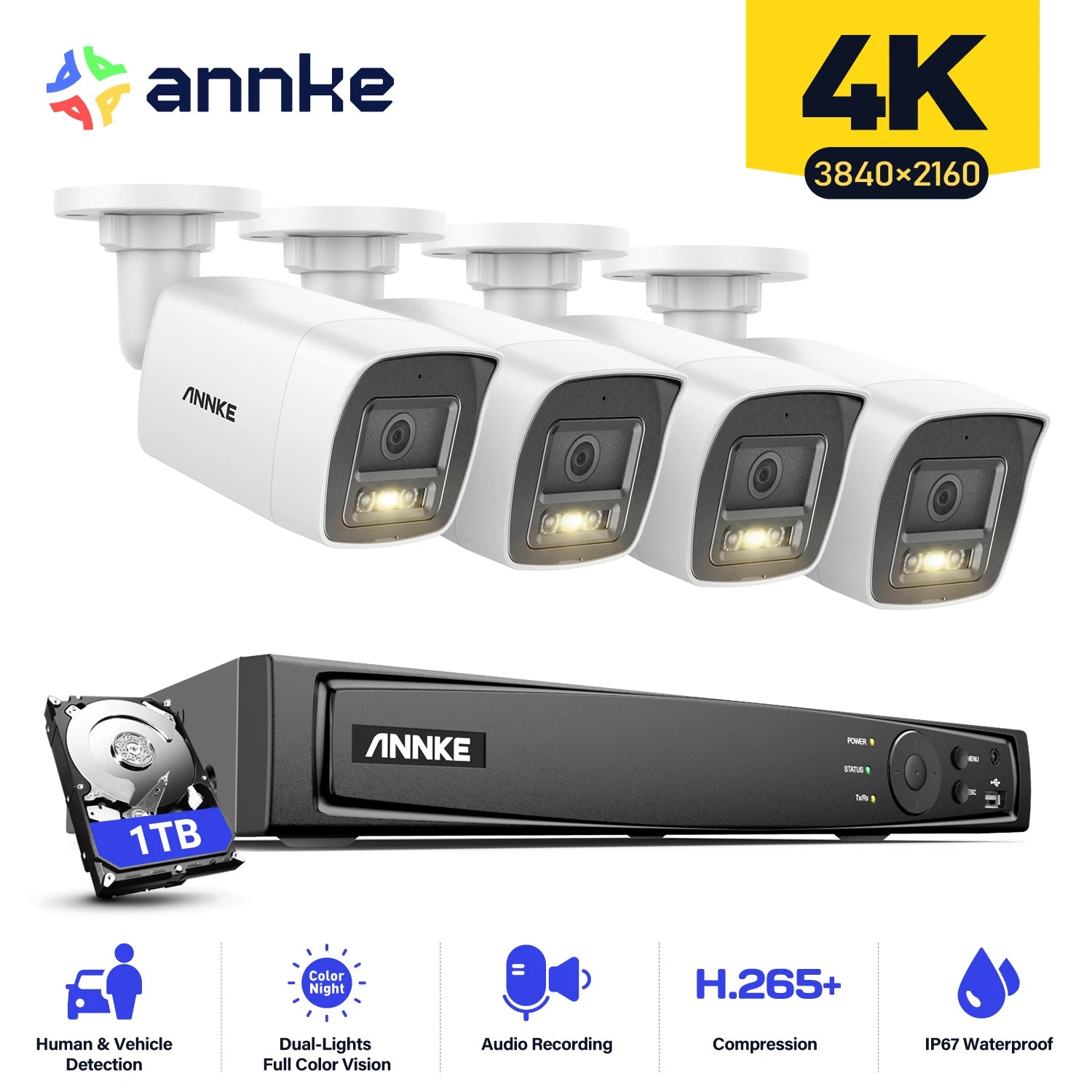 ANNKE 4K 8CH PoE Security Camera System with Audio Recording