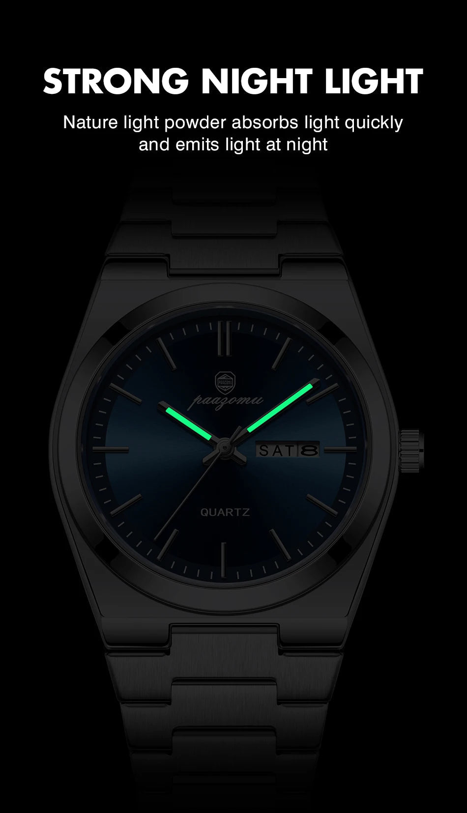 PENGAGAR Luxury Sport Quartz Man Wristwatch Waterproof Luminous Date Week Men Watches Stainless Steel Men's Watch Male Reloj+box